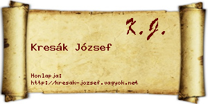 Kresák József névjegykártya