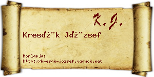 Kresák József névjegykártya